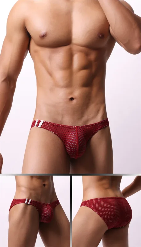 Men Briefs Summer Breathable Holes Underwear U Convex Thin Low Waist Men's Underwear Briefs Slip Underpants Calzoncillos — image 3