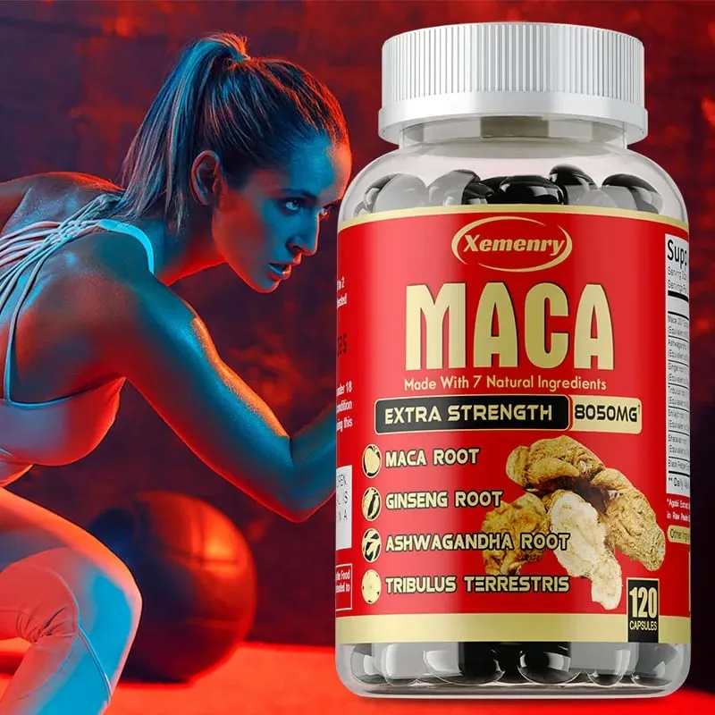 Κάψουλες Maca Root - με Ginseng & Ashwagandha για την υποστήριξη της ενεργειακής αντοχής και της απόδοσης Βελτίωση της μυϊκής μάζας