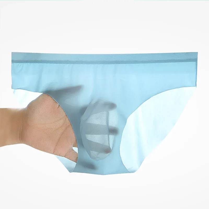 4Pcs Men Ice Silk Briefs Ultra Thin Transparent Seamless 3D Pouch Low Waist Breathable Triangle Underwear — image 9