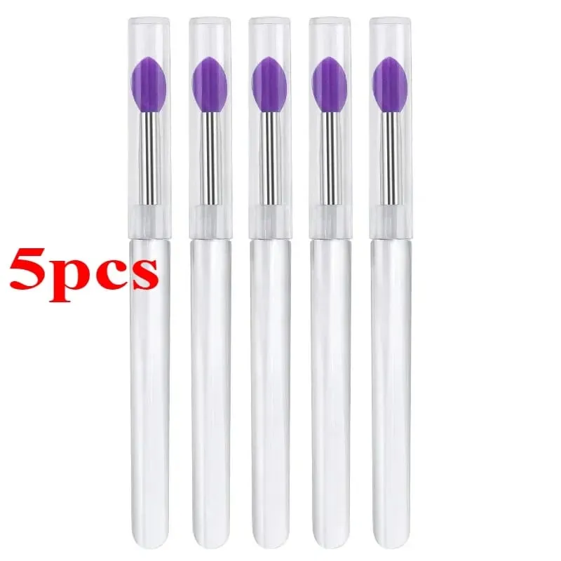 3/5/10 pçs escova de batom de silicone macio aplicador de batom portátil alça clara limpa microbrush lipgloss ferramenta de beleza