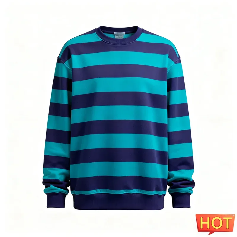 Mode rayé graphique sweats pour hommes Simple à la mode à manches longues 3D imprimé laid sweat décontracté surdimensionné pulls hauts — image 10