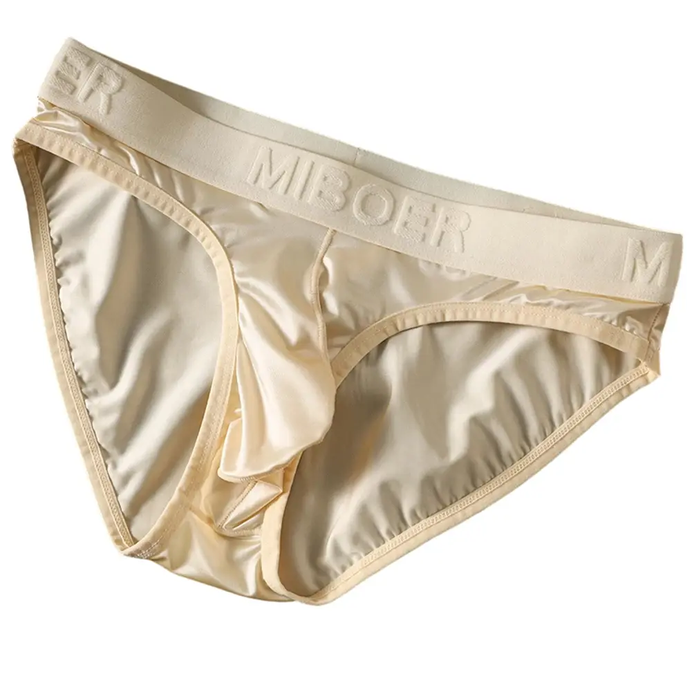 Low Waist Mens Briefs Underwear with Ice Silk Satin-like Fabric Bulge Pouch Smooth Stretch Breathable Underpants — image 2