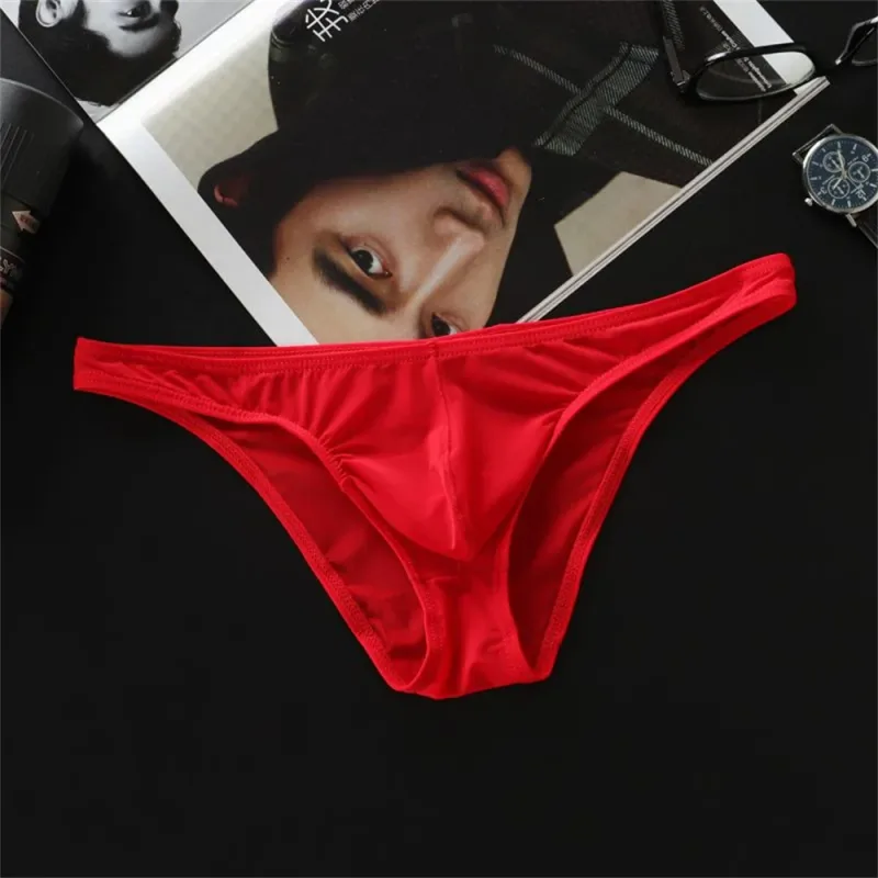 Seluar Dalam Samll Ais Sutera U Convex Baru 2026 Lelaki Seluar Dalam Pinggang Rendah Ultra Nipis Seluar Dalam Slip Bikini Lutsinar Saiz Besar M-XXL