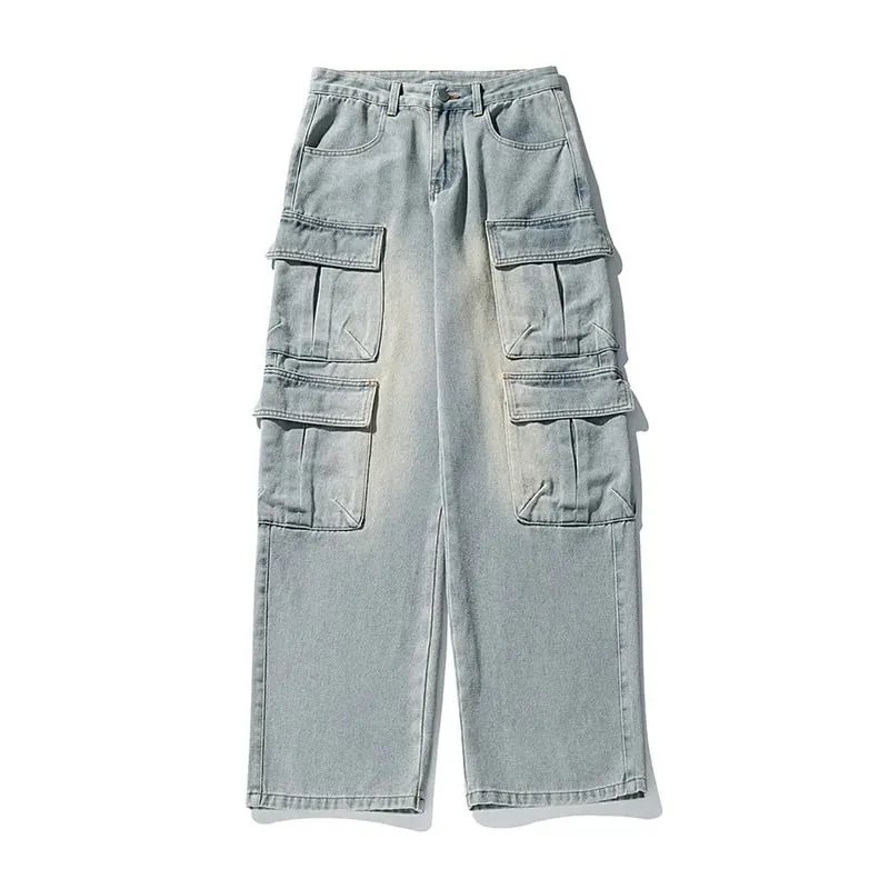 Gothic Harajuku Y2K Multi-Pocket Washed Black Jeans Ανδρικό Φαρδύ παντελόνι Drag Hip Hop Rap 90s Spice Girls — image 3