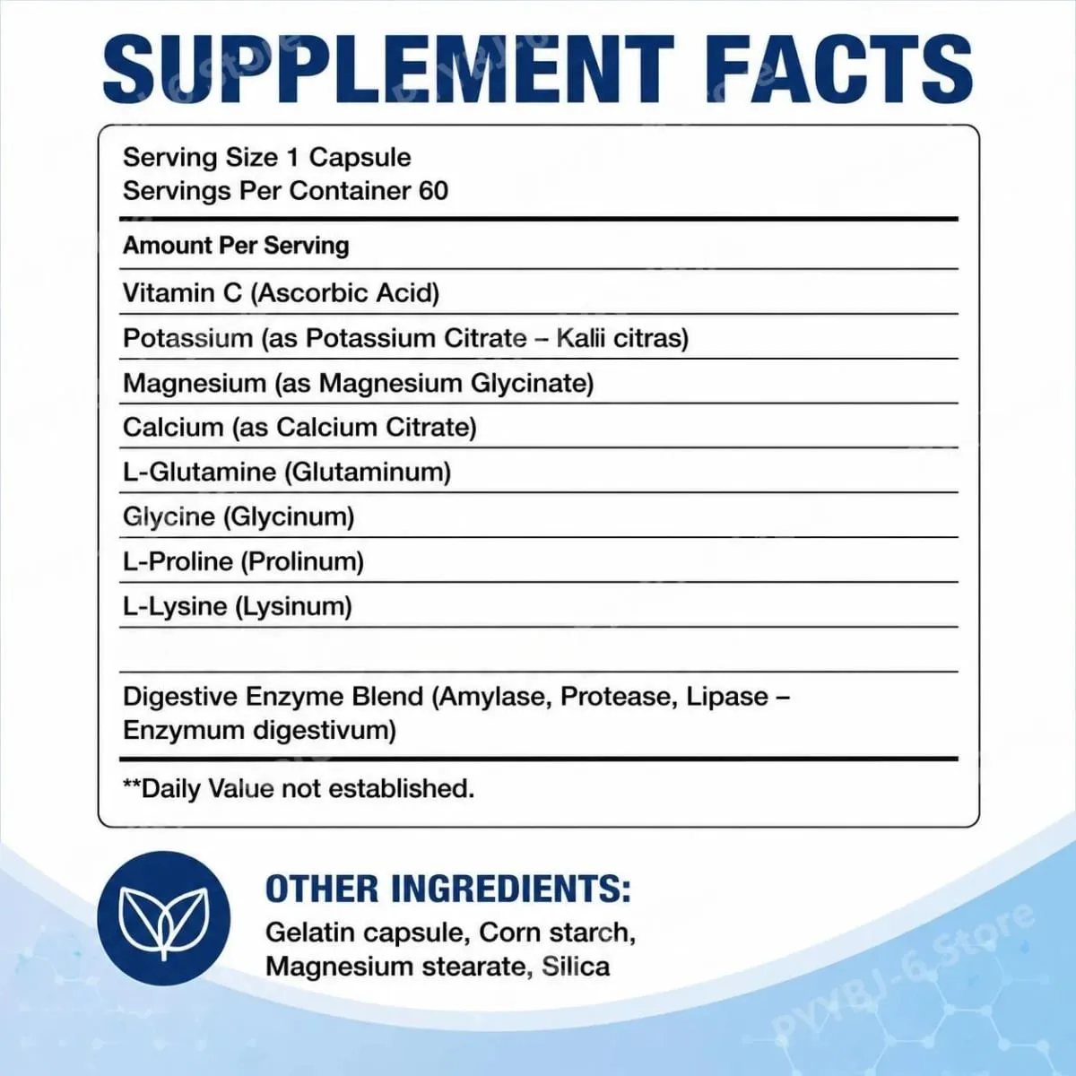 Advanced Recovery Complex 60 Capsules with L Glutamine Glycine Lysine Digestive Enzymes for Gut Health Daily Wellness Support — image 2