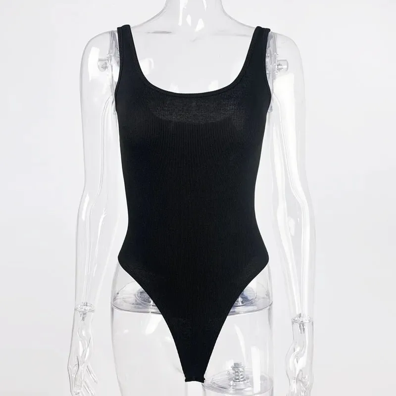 Woman Clothing Low Cut Bodysuits Sleeveless Backless Slim Fitness Camisole Ribbed Knitted Jumpsuits Sex Playsuits Y2K Qxtraf2414