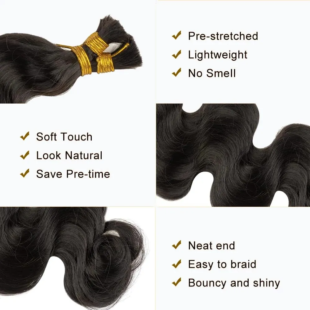 Μαλλιά Body Wave Bulk For Braiding 50G 100% μη επεξεργασμένα Extension μαλλιών No Weft Hair Bulk For Braids Δέσμες ωμών μαλλιών για γυναίκες — image 3