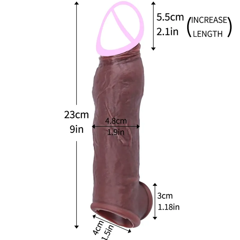 Realistic Reusable Penis Sleeve Thin Silicone Holster With Anti-snap Ring Cock Enlargement Extender For Men Delay Ejaculation