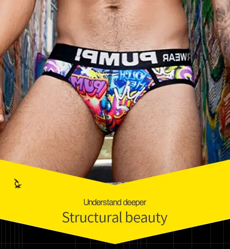Sexy Men Underwear Funny Briefs Underpants Graffiti Panties Jockstrap Low Waist Butt Lifter Male Underwear MP223 — image 4
