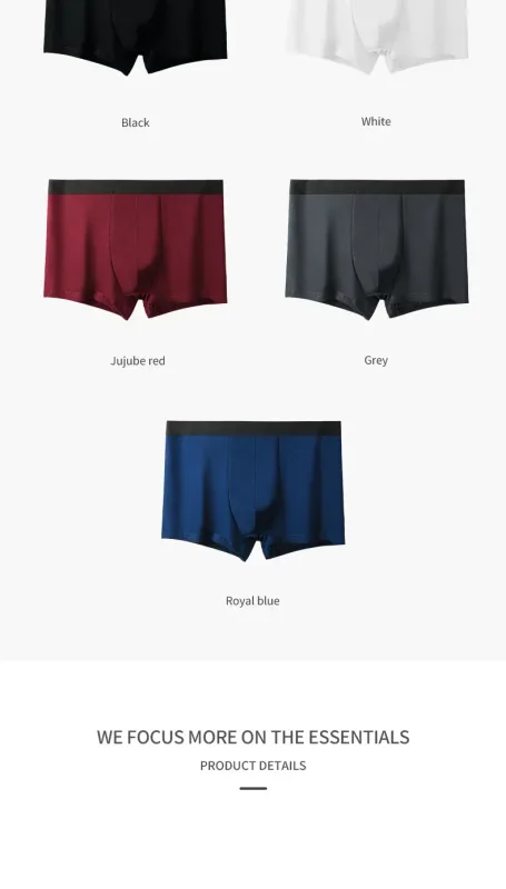 3PCS Pure Cotton Men's Underwear, Men's Boxer Briefs, Youth Pure Color Mid-Waist Boxer Briefs, Breathable Cotton Factory — image 12