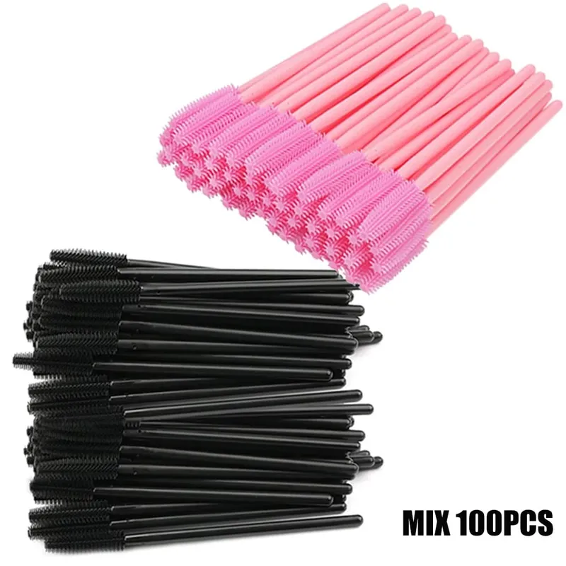50/100 pçs escova de cílios de silicone escovas rímel varinhas aplicadores kits para extensão de chicote sobrancelhas maquiagem ferramenta