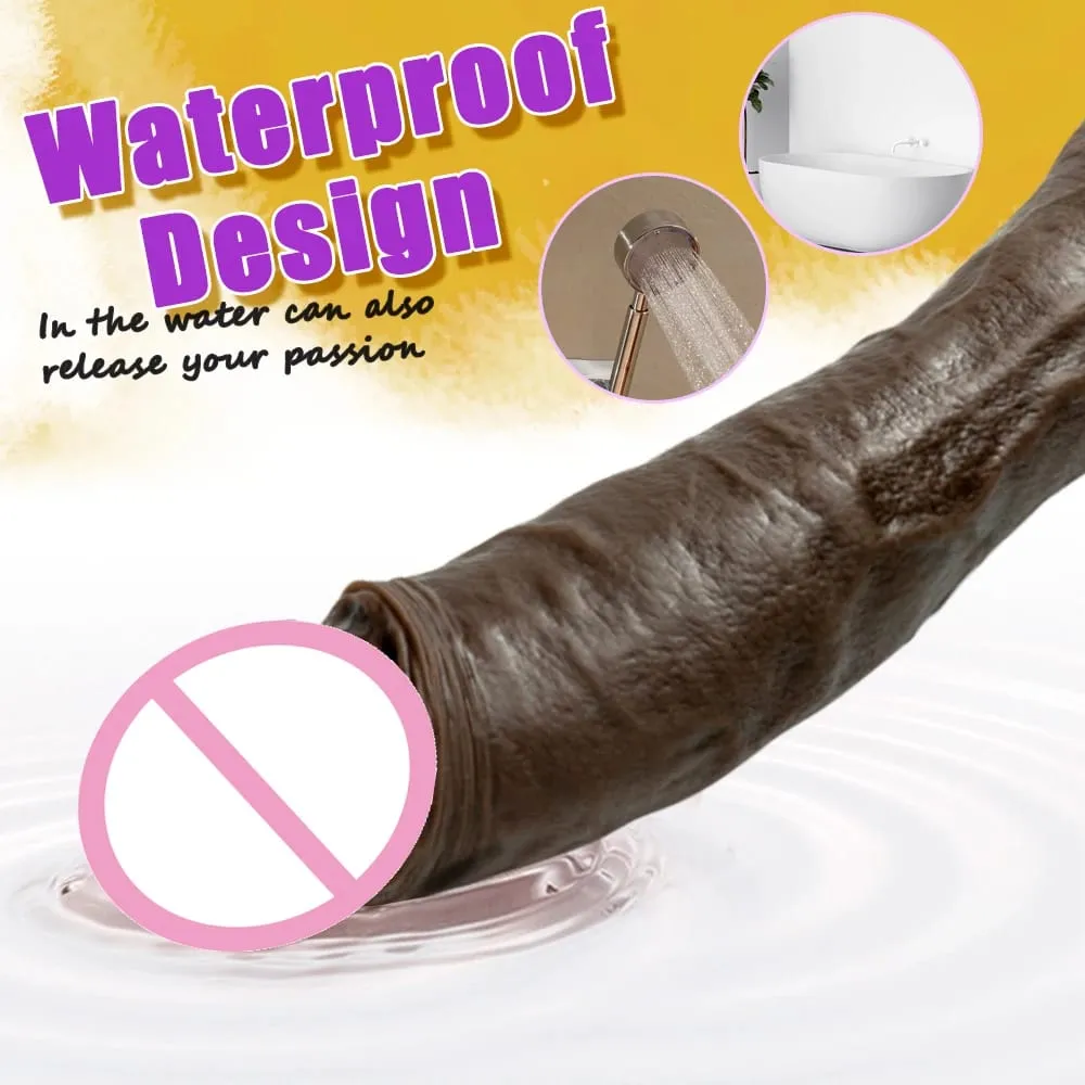 Μαύρος xxxL Τηλεσκοπικός δονούμενος δονητής Dildo Θέρμανση με ώθηση Dildo Sex Toy Πρωκτικό σημείο G Δόνηση για γυναίκες — image 2