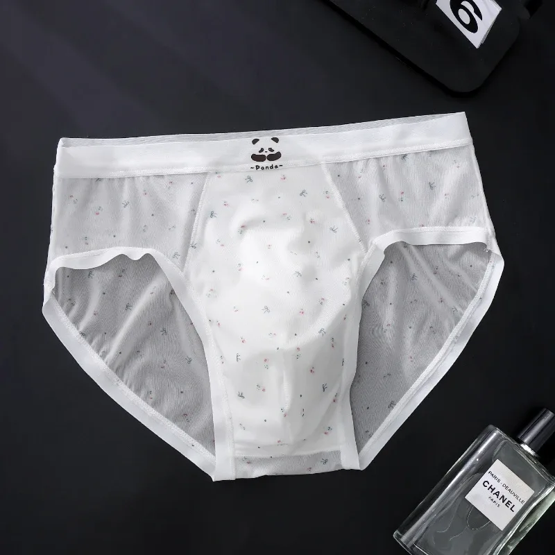 Men's Briefs Ultra-Thin Ice Silk Seamless Panties Floral U Convex Pouch Underwear Sissy Lingerie Transparent Underpants — image 4