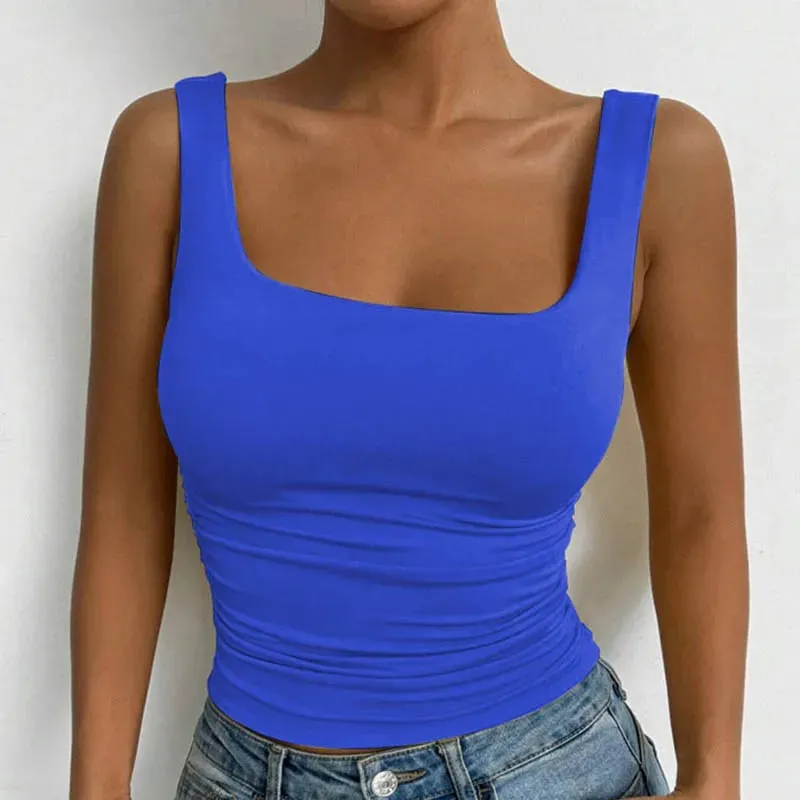 Γυναικείο αμάνικο Cami Top με τετράγωνο λαιμό Casual Basic Crop Top — image 9