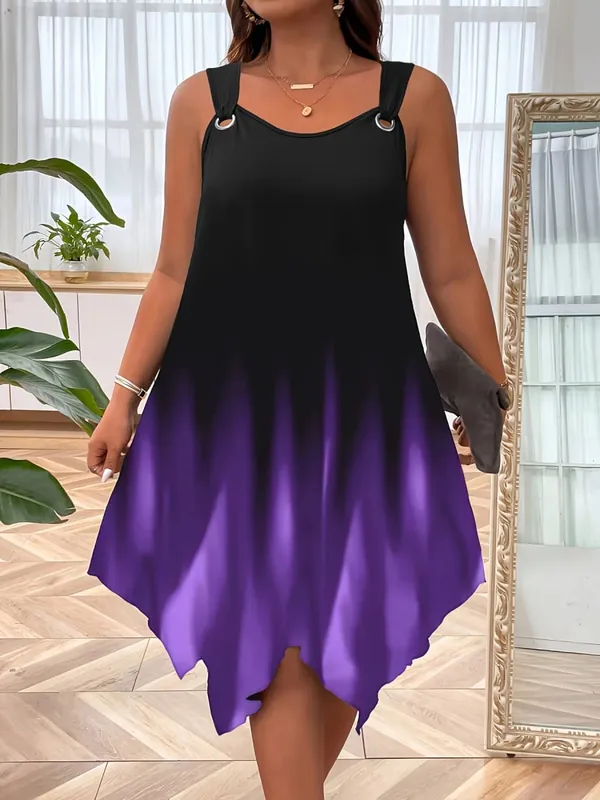Chic Plus Size Γυναικείο Sundress με κομψό σχέδιο με λουράκι για αβίαστη καλοκαιρινή κομψότητα