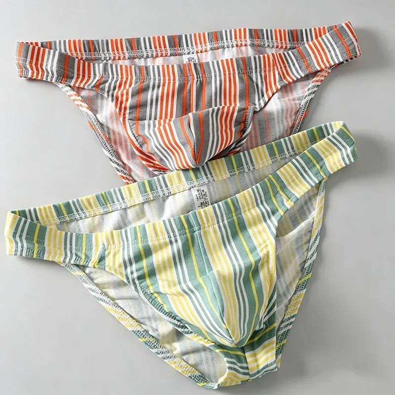 2PCS Briefs Striped Soft and Comfortable Breathable Personality Fashion Young Men's Underwear