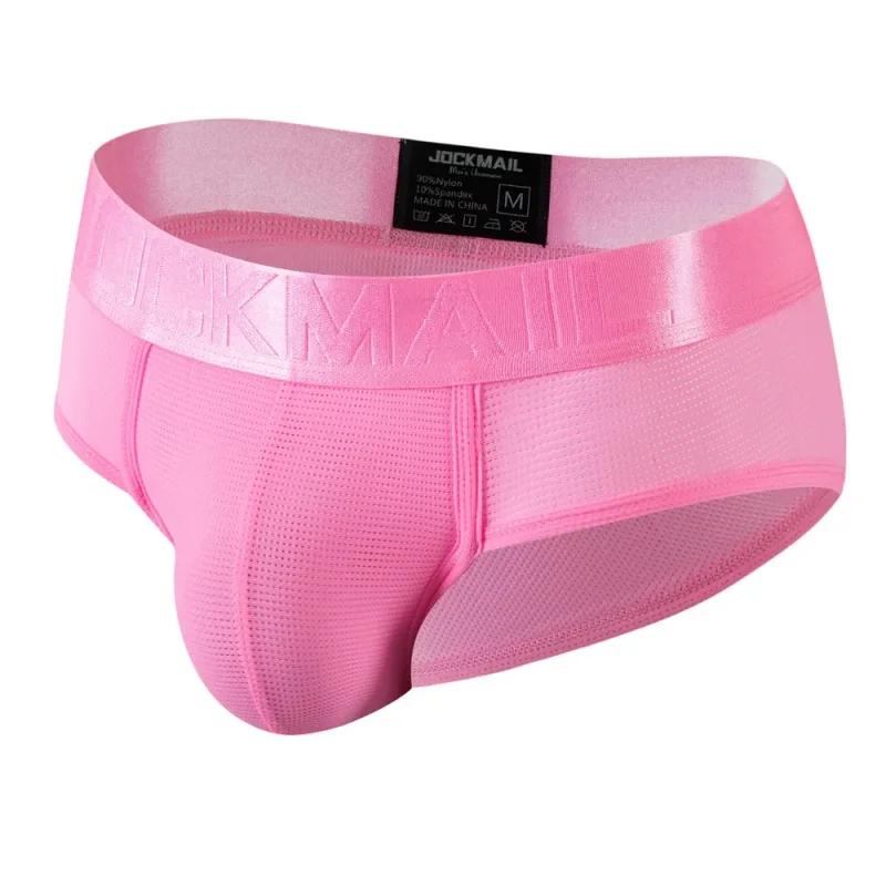 Jockmail Mens Underwear Briefs Mesh Breathable Sports Fitness Shorts Solid Color Sexy Low-rise Lingeries for Extreme Panties — image 12