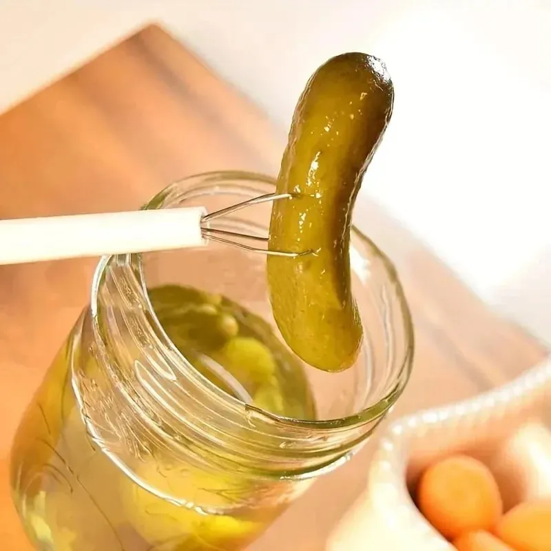 Plastic Pickle Clipper Tool - No Mess Pickle Picker W/ Αντιολισθητική λαβή για βάζο Pickles Olives Gadget κουζίνας Πλυντήριο πιάτων — image 4