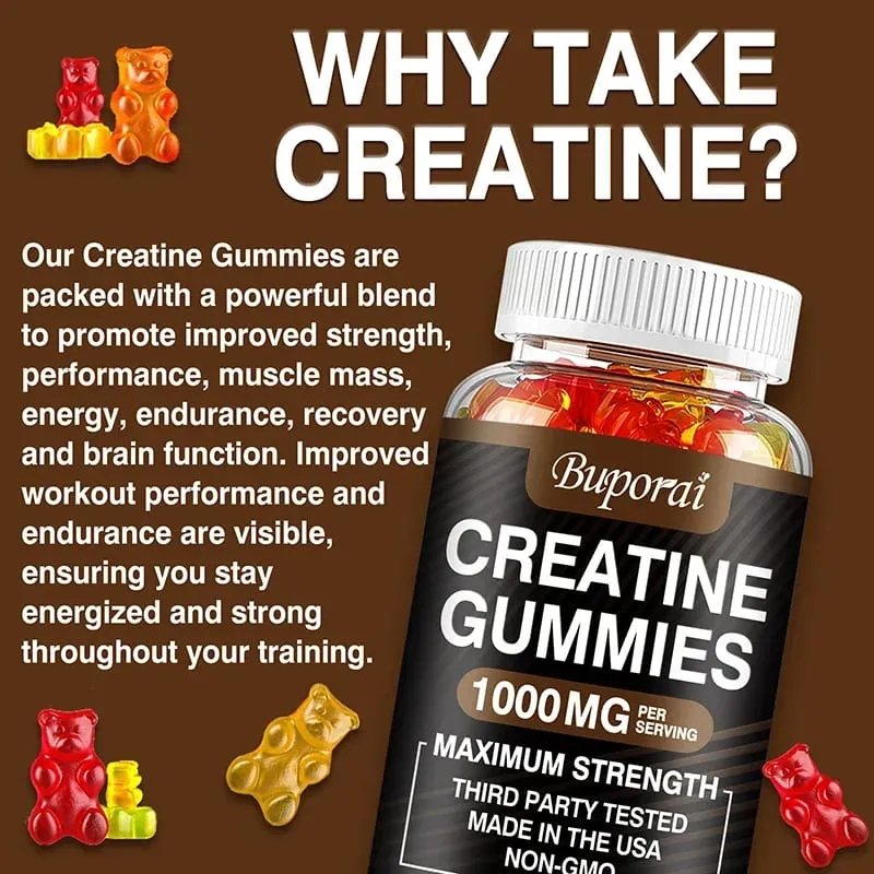 Creatine Monohydrate Gummies - Build Strength Promote Muscle Growth Improve Endurance and Energy