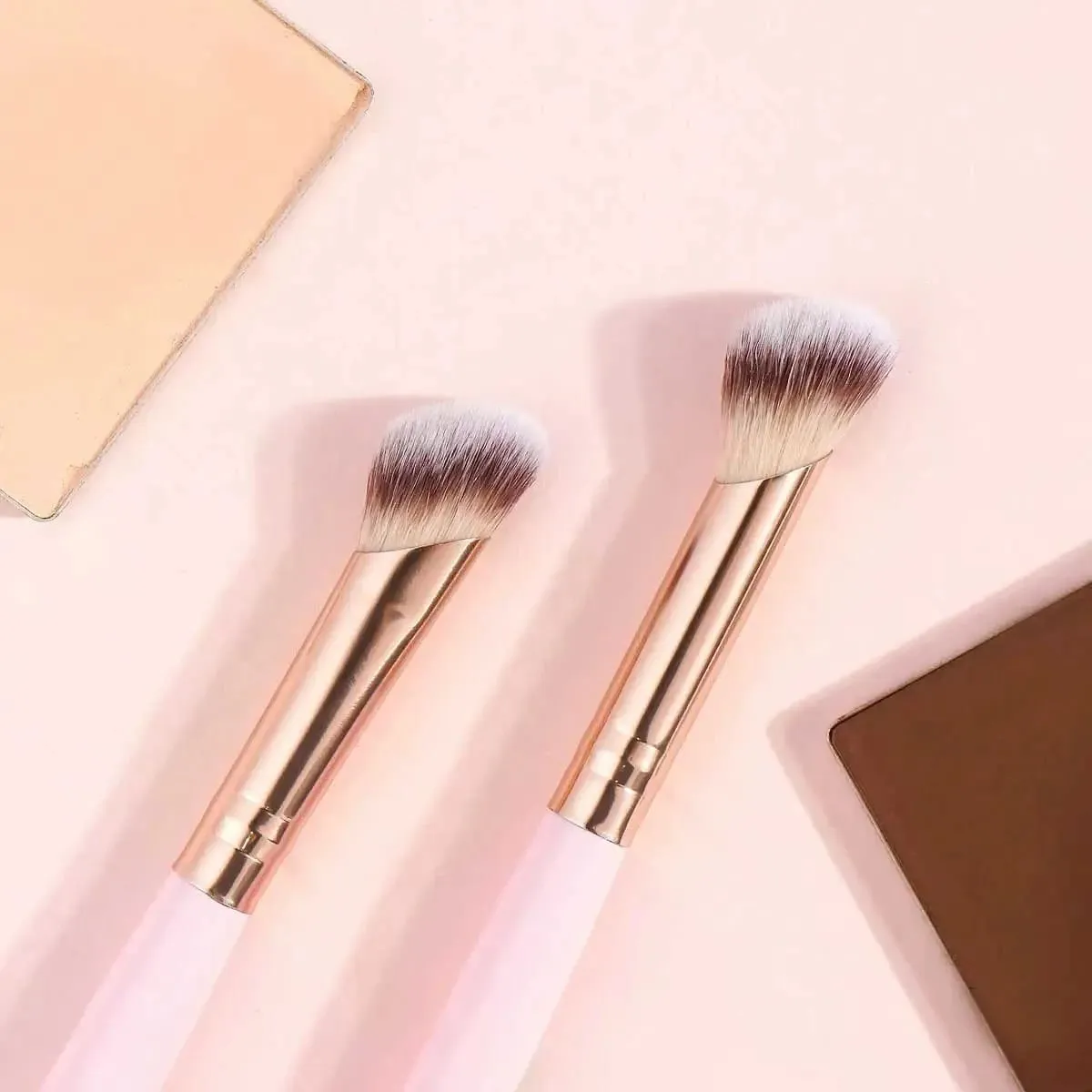 4 τμχ Σετ βουρτσών μακιγιάζ με διπλό άκρο Soft Synthetic Bristles Foundation Blush Powder Eyeshadow Brushes Portable Cosmetic Tools for — image 3