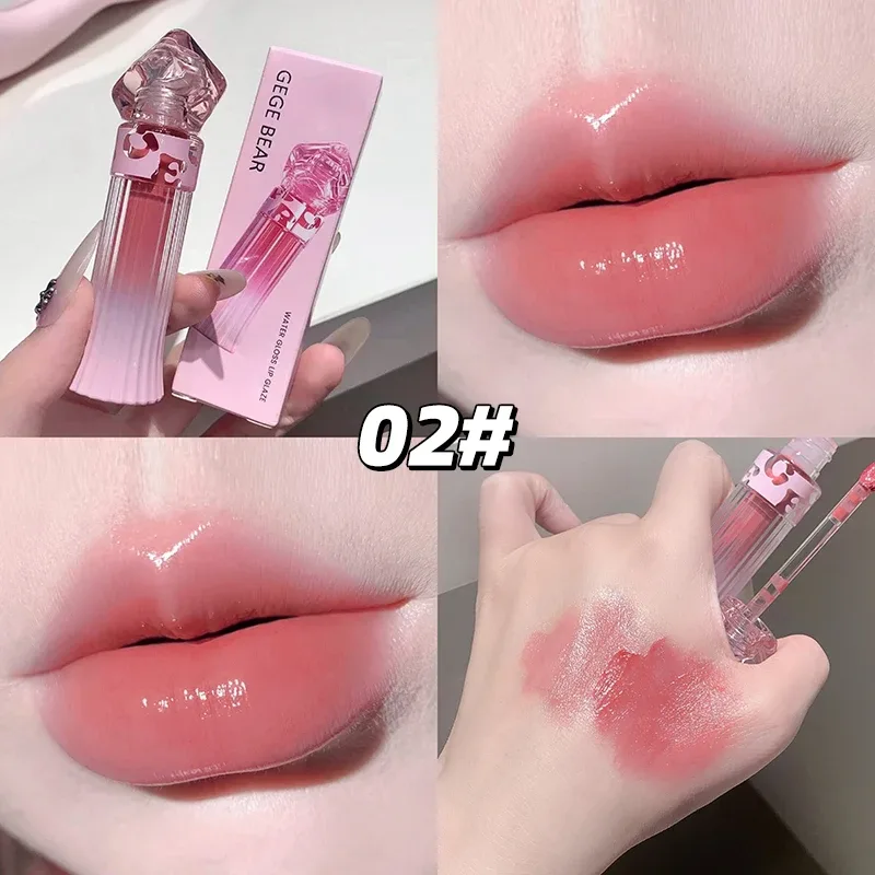 Gege Bear Water Light Lip Llaze Σετ Mirror Lipstick Lip Gloss Ενυδατικό Ενυδατικό μακράς διαρκείας Δώρο για τον εραστή
