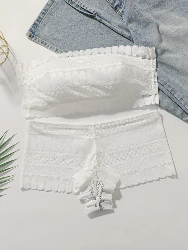 Ασύρματο Σετ Bralette Στράπλες Lace Unpadded Seamless Push Up Σετ σουτιέν & εσώρουχα για γυναίκες Άνετα σετ νυφικών εσωρούχων