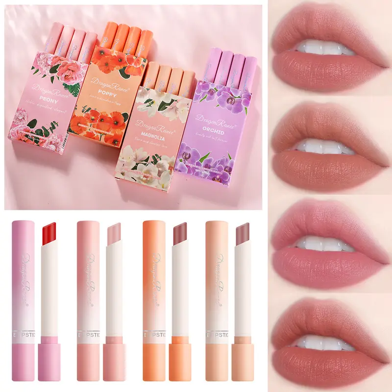 Σετ κραγιόν τσιγάρων 4 τμχ Velvet Matte Lip Gloss Αδιάβροχο Smoke Lip Stick σέξι Κόκκινη απόχρωση χειλιών Γοητευτικό μακιγιάζ για τα χείλη — image 2