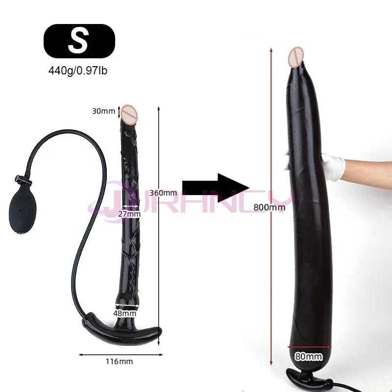 Consoladores anales inflables súper largos de 100cm, silicona líquida, tapón Anal enorme, dilatación Rectal profunda, masaje de próstata, Juguetes sexuales BDSM