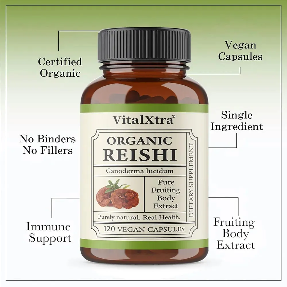Reishi Mushroom Capsules 1000mg Ganoderma Lucidum Υποστηρίζει την χαλάρωση του ανοσοποιητικού υγείας τον ύπνο και τη φυσική ενέργεια Vegan μη ΓΤΟ — image 6