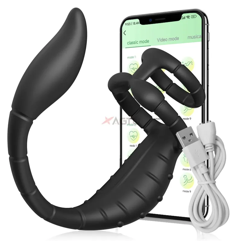 App Control Vibrator for Men Prostate Massager Dual Penis Ring Cock Rings Anal Vibrating Butt Plug Anal Sex Toy for Men — image 8