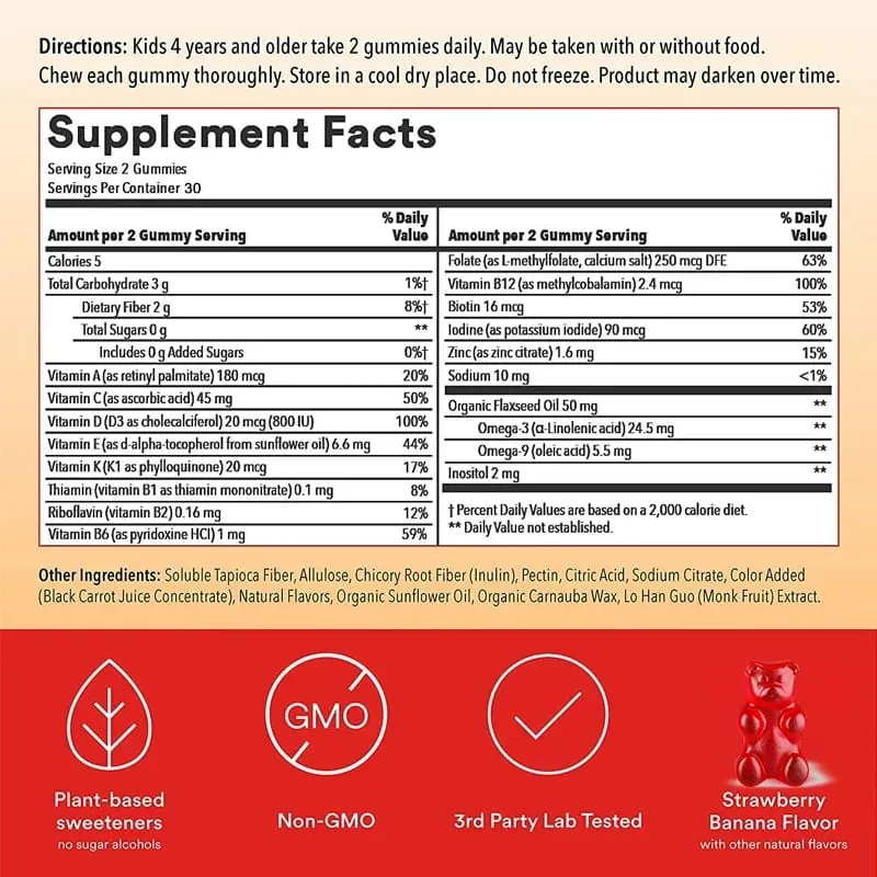 Kids Multivitamins gumicukor - Erősíti az immunitást Elősegíti az egészséges agy- és testfejlődést, energiát ad