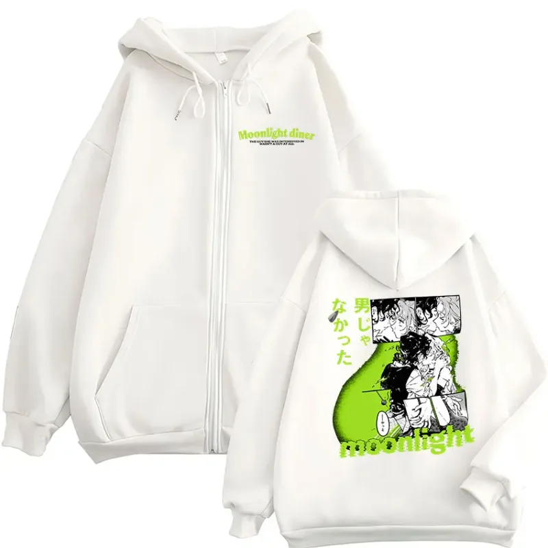 Anime Kluk, o kterého měla zájem, vůbec nebyl chlap Mikiny na zip Muži Ženy Harajuku Mikiny na zip s kapucí Bundy Kabát — image 4