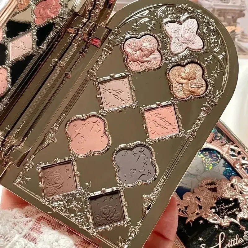 Little Angel Eyeshadow Palette Hand Mirror Brush Set Delicate Matte Glow Shimmer Flowerknows Edens Angel Eyeshadows 3 piece set — image 3
