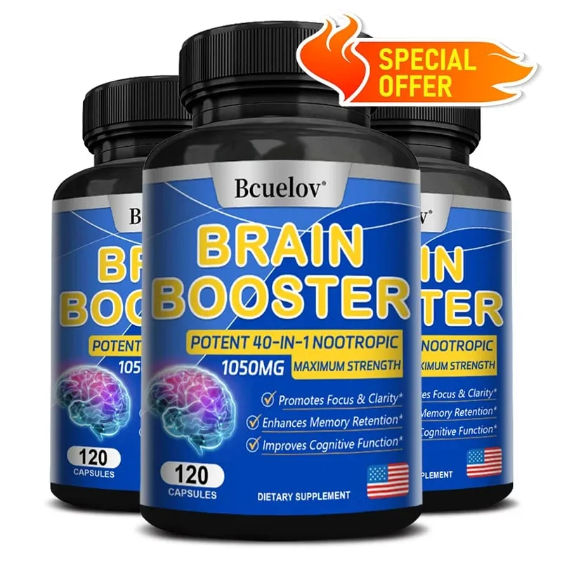 Κάψουλες Brain Nutrition - Συμπλήρωμα Διατροφής 40-σε-1 Ισχυρή φόρμουλα Vegan Non-GMO Υποστηρίζει την εστίαση και την υγεία του εγκεφάλου — image 3