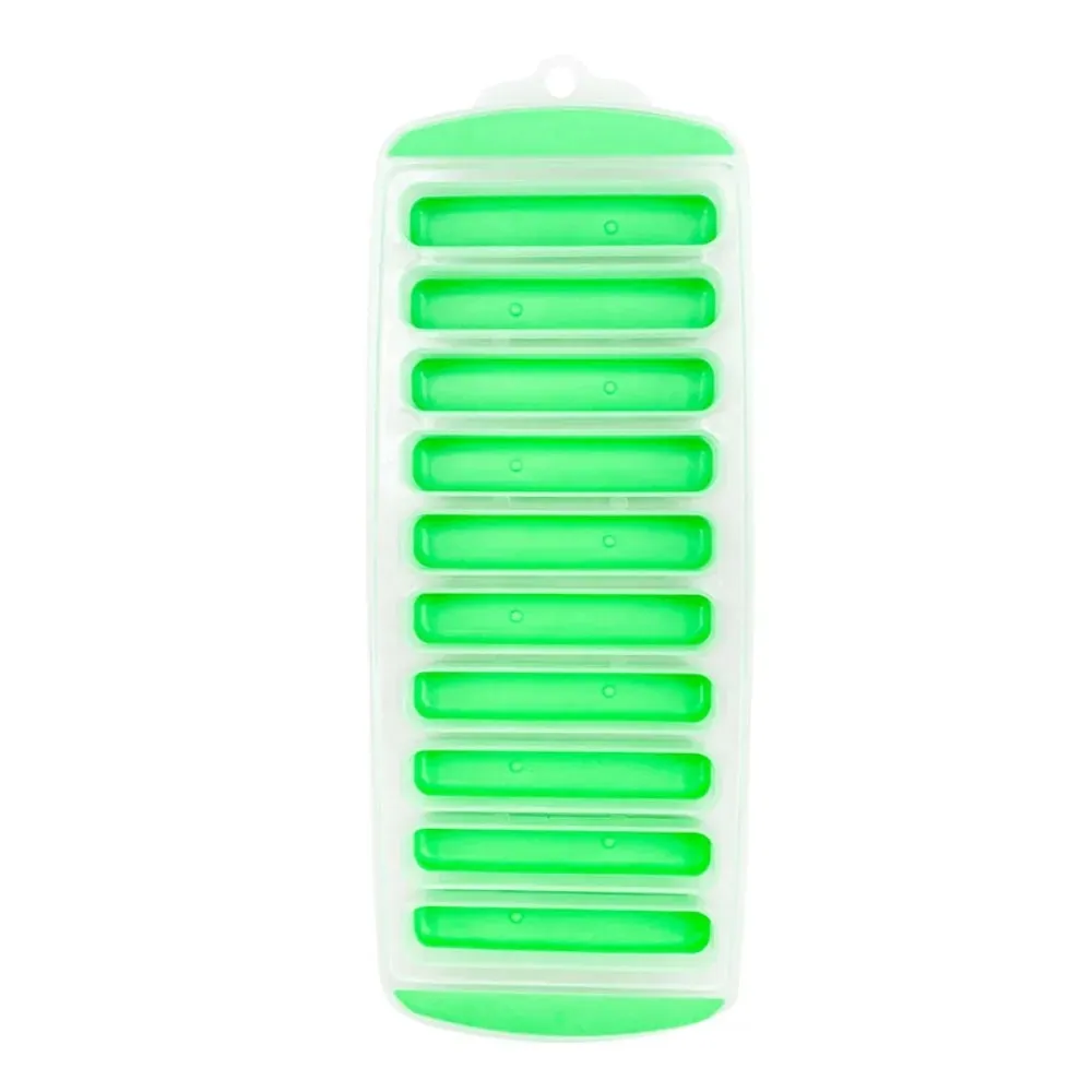 DIY 10 Holes Long Strip Force Cube με Καπάκι Δίσκος για παγάκια σιλικόνης Σπιτική φόρμα παγοκύστη Κρύο ρόφημα — image 8