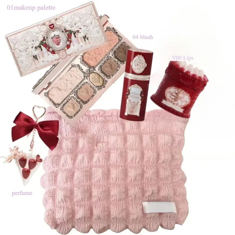Σετ μακιγιάζ Flower Knows Bunny Garden Collection 6 χρωμάτων παλέτα σκιών ματιών ανάγλυφο Blusher Shine Κιτ κραγιόν Maquiagem