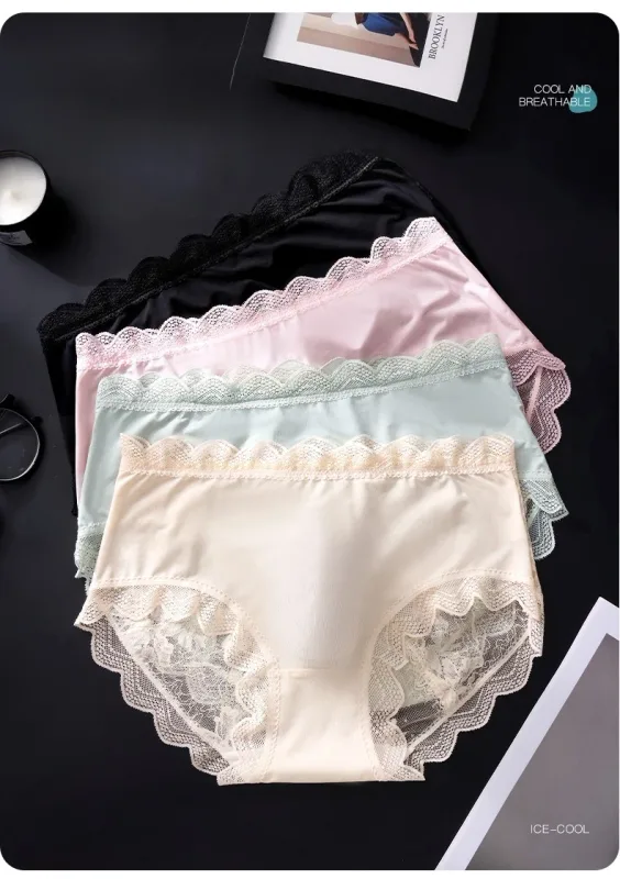 Thin Ice Silk Lace Men's Underwear Breathable Mid Waist Embroidery Comfortable Triangle Pants Traceless Hollow Out Male Briefs — image 2