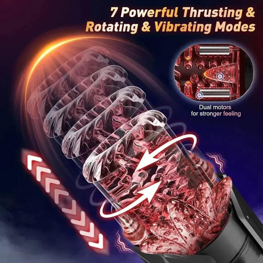 APP LED Automatic Mane Masturbator Cup 7 Summing Περιστρεφόμενο Licking Thatting Modes Pocket Pussy Stroker Blowjob Sex Toys for Men