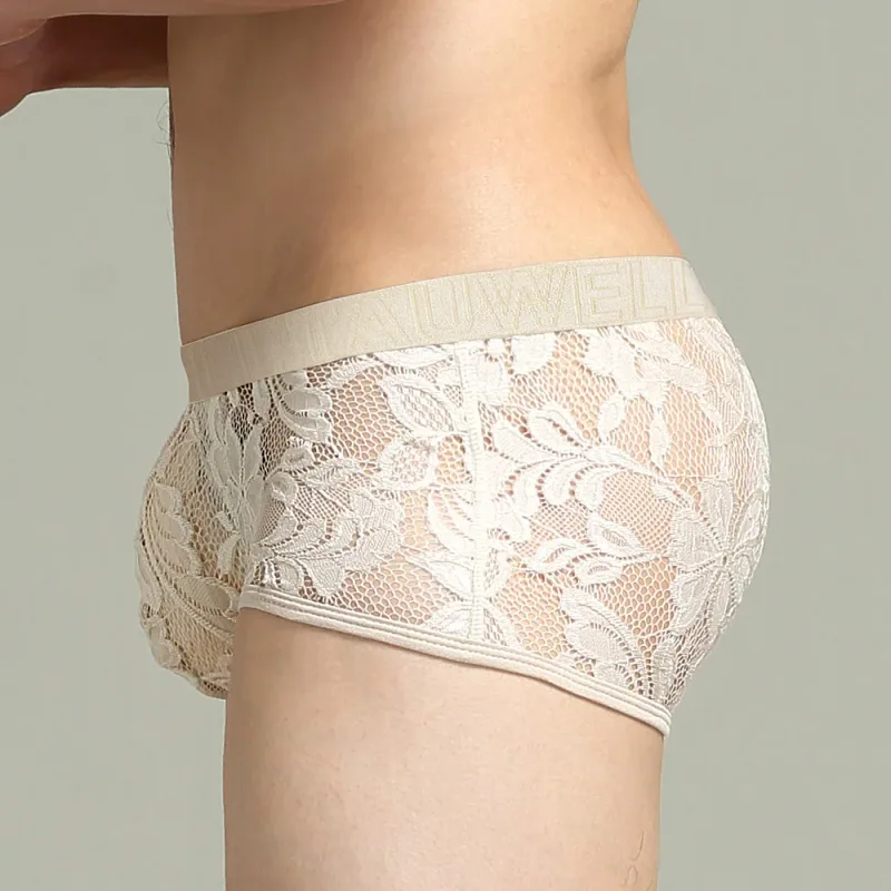 Tawell Men's Boxers Fashionable Sexy Lace Briefs U Convex Pocket Flats Underwear