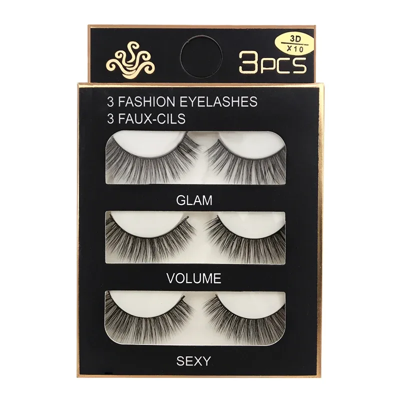 Faux Cils 3 זוגות ריסים מלאכותיים טבעיים ארוכים 3D מינק ריסי מינק רכים רכים מלוכלכים בעבודת יד ריסים מזויפים כלי איפור עיניים Maquiagem — image 18