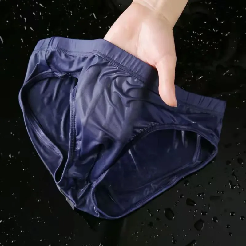 Men Sexy Sheer Ice Silk Briefs Underwear Quick-Dry U Convex Pouch Breathable Low-Waist Underpants Summer Cooling — image 14