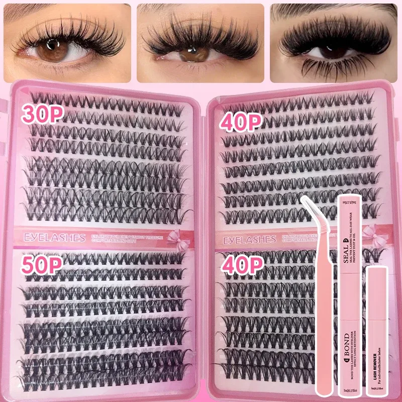 DIY Manga Spiky Cluster Lash Extensions Natural Mega Volume Individual Pre-cut Segmented Vlash for At-home Eye Makeup