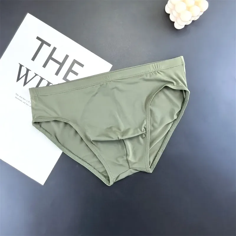 Business Men Ice Silk Briefs Quick Dry Seamless Nylon Male U Pouch Convex Underwear Sexy Plus Size Underpants Lingerie — image 12