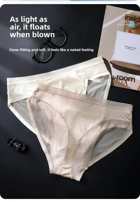 Male Glossy Silk Satin Briefs High Rise Lace Trim Ice Silk Underwear Soft Breathable U Pouch Men Panties — image 6