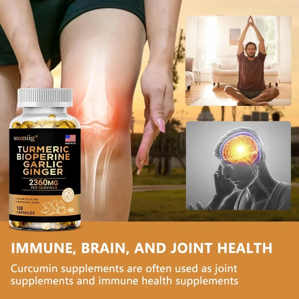 Turmeric Ginger Supplement with Garlic Curcumin Black Pepper Support Joint Health Promote Digestion and Boost Immune Health — image 2