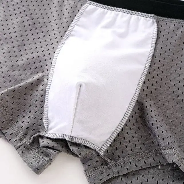 4PcsMen's Underwear Men Boxer Shorts Ice Silk Mesh Boxer Shorts Summer Sexy Breathable Antibacterial Underpants Plus Size XL-6XL