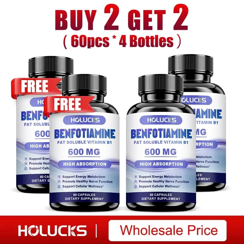 Benfotiamine Capsules with Fat-Soluble Vitamin B1 Support Nerve Health Energy Metabolism & Cellular Wellness for Men & Women