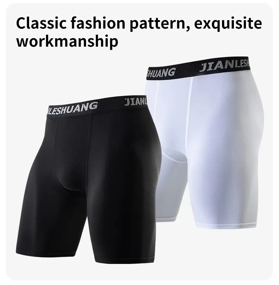 5piece Set Of Men's Classic Black And White Elastic Long Underwear Quick Drying Comfortable Sporty Youth Trend Flat Corner Pants — image 1