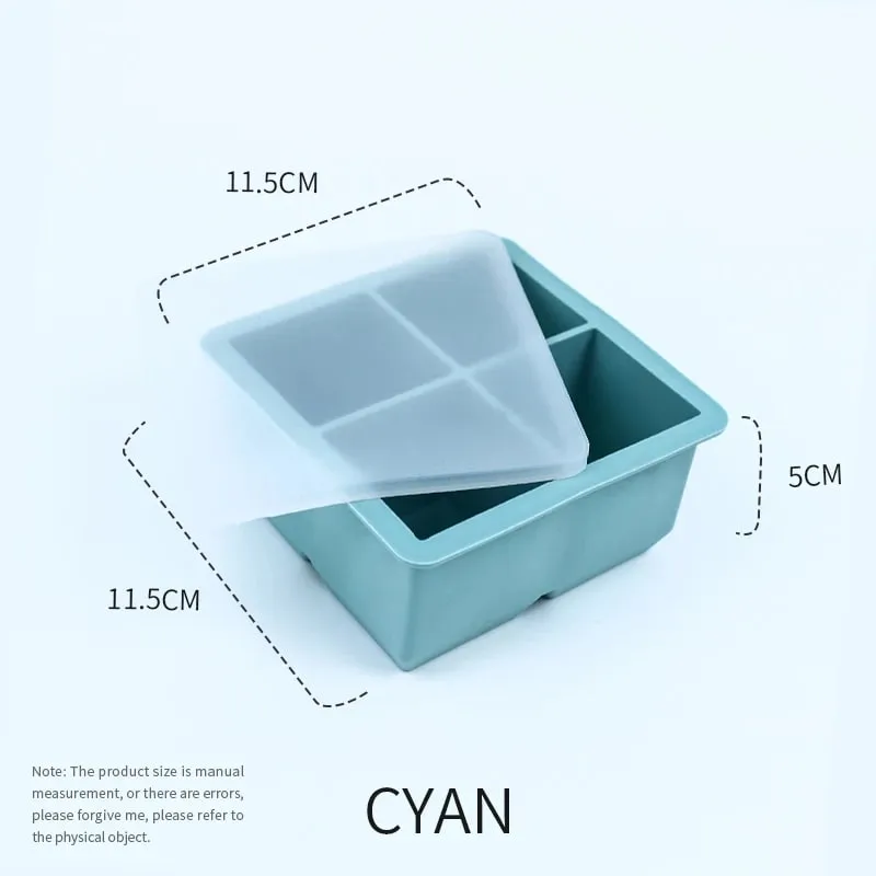 Μεγάλα καλούπια πάγου σιλικόνης Μεγάλοι δίσκοι παγοκύβων 2 ιντσών με αφαιρούμενο καπάκι χωρίς BPA, εύκολη απελευθέρωση και στοιβαζόμενο εύκαμπτο δίσκο παγοκύβων — image 9