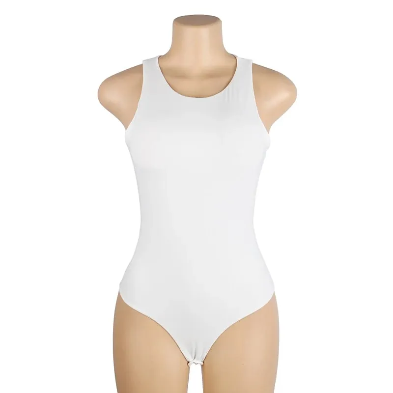 Γυναικείο Αμάνικο Stretch Base Layer Bodysuit One Piece Crew Neck Ανοιχτό καβάλο Slim Fit Ευέλικτο μπλουζάκι μασίφ ρεζερβουάρ S-2XL για το καλοκαίρι